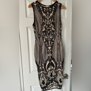 Privy Black and Cream Lace Mini Dress
